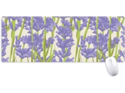 Tapete de Rato Antiderrapante para Plantas Floridas Lavanda Conjunto Grande e Alongado Escritório com Bordas