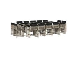 Conjunto de Jantar 17 Pcs para Jardim com Almofadões Vime Pe Cinzento Claro MAISON EXCLUSIVE (17 pcs)