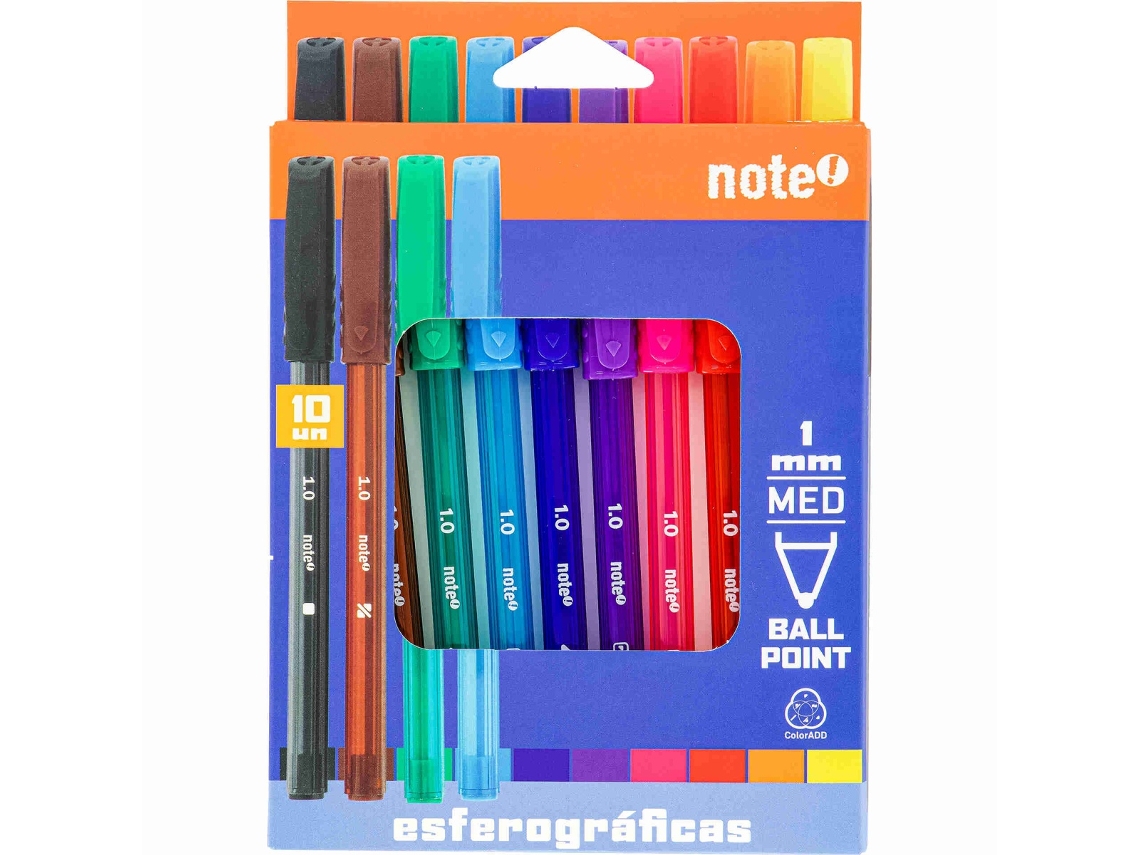 Conjunto 10 Esferográficas Ball Point 1mm NOTE!