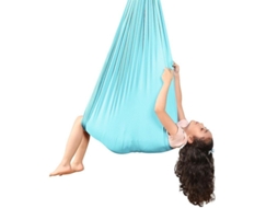 Colchoneta Aérea de Yoga Infantil 100% Nylon Elástico 280x100cm Azul Lago