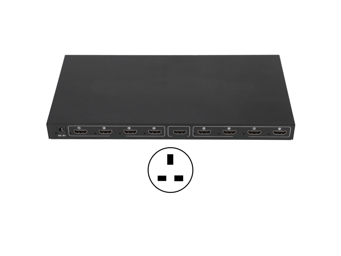 Aetheria divisor de Interface Multimídia Hd 1x8 4k Distribuidor 8 Saídas Plug Uk 100 240v