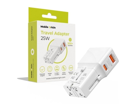 Adaptador de viagem móvel original de 25 W UE/EUA/Reino Unido/AU branco