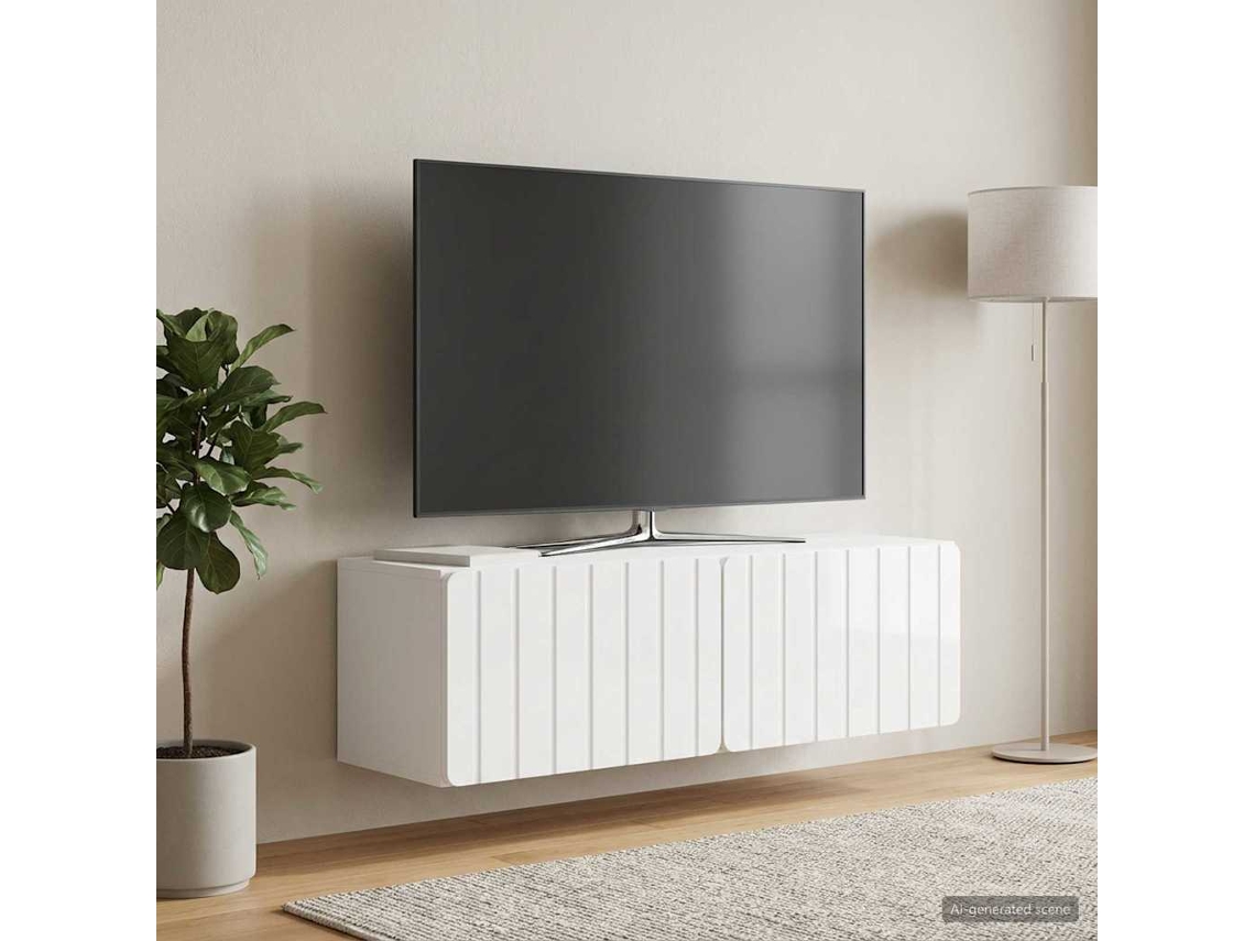 Vidaxl Gabinete De Tv De Parede 98 X 31 X 30 Cm Branco Brilhante