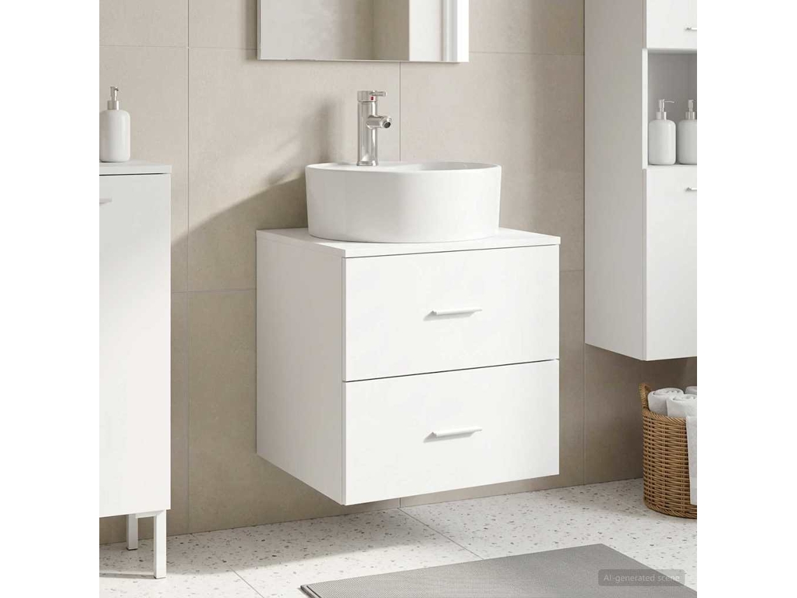 Vidaxl Vaidade Com Pia Suspensa Branco 49,5 X 44,5 X 65 Cm