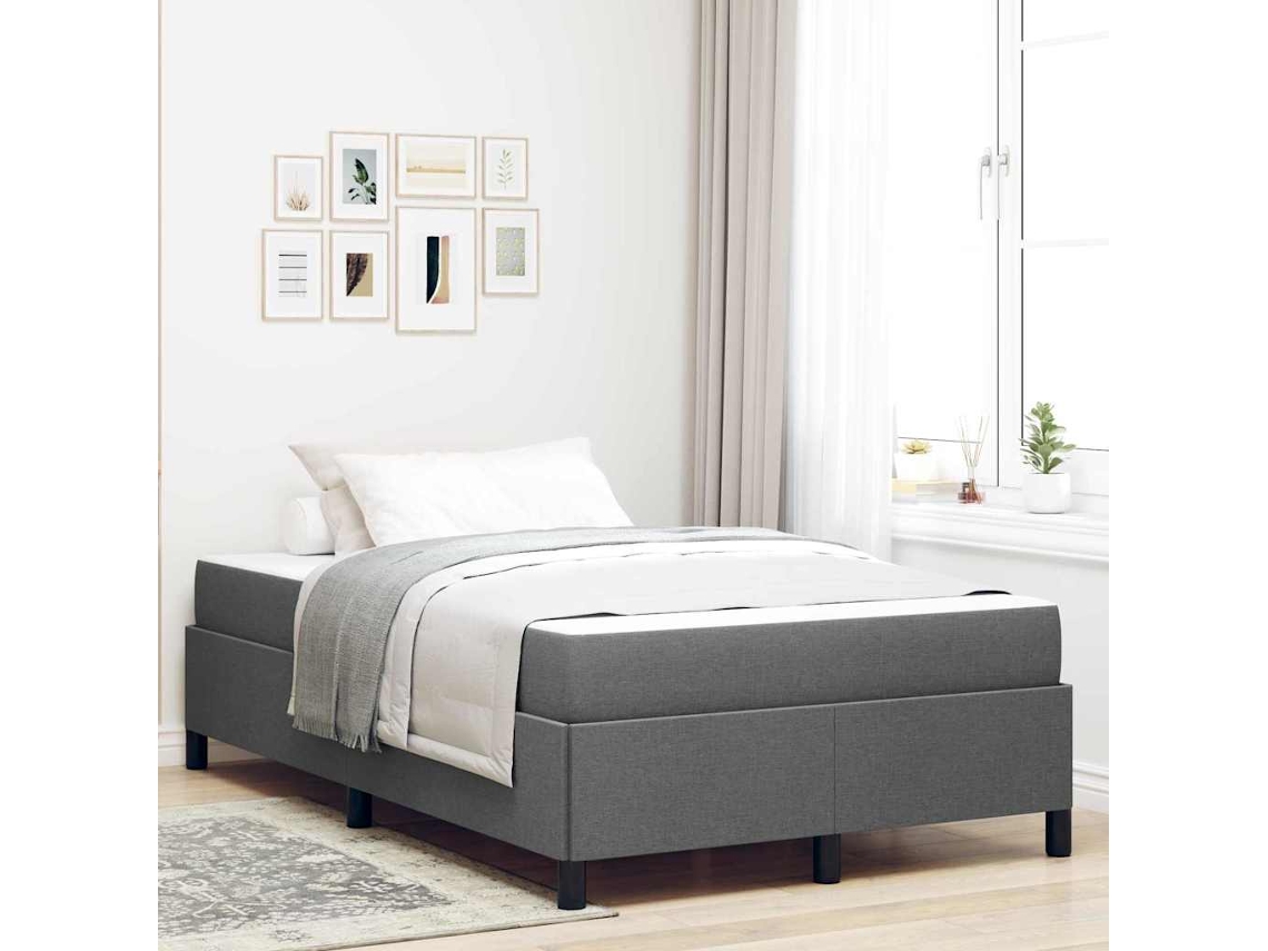 Vidaxl Cama Box Cinza Escuro 120 X 200 Cm Tecido