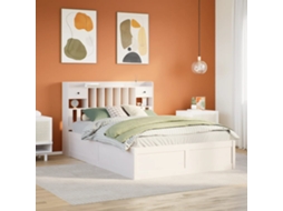 Cama Sem Colchão 140x200 Cm Madeira De Pinho Maciça Branco