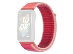 Bracelete de Nylon Ajustável Prendedor de Laço para Huawei Band 7 Rosa