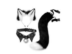 Conjunto Mali de Orelhas de Gato, Cauda de Lobo/raposa e Colar para Cosplay Halloween Anime
