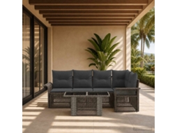 Vidaxl Conjunto De Sofá De Jardim 5 Unid. Cinza E Cinza Escuro Vime Pe