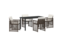Conjunto 5 Conjunto De Jantar Para Exterior Vidaxl Castanho Vime Pe (140 X 70 X 73 Cm)