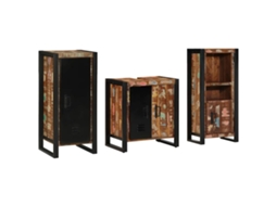 Vidaxl Conjunto De Móveis Para Banheiro 3 Unid. Multicolorido E Preto