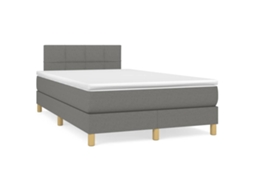 Vidaxl Cama Boxspring Com Colchão 120x190 Cm Tecido Cinzento-escuro