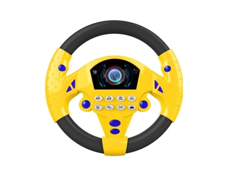 Volante de Simulação de Automóvel Brinquedo Elétrico Sonoro para Bebé Amarelo LUGA