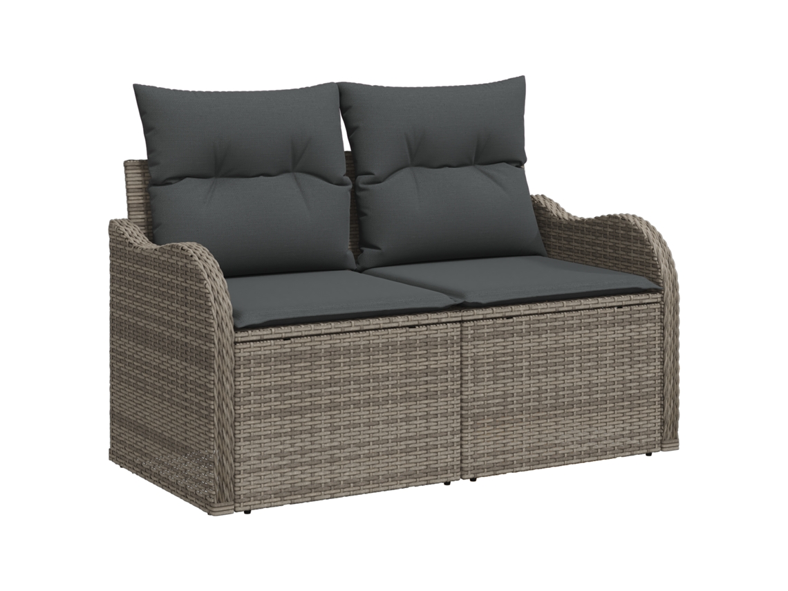 Conjunto 7 Sofá De Jardim Vidaxl Cinzento Vime Pe (100 X 55 X 73 Cm)