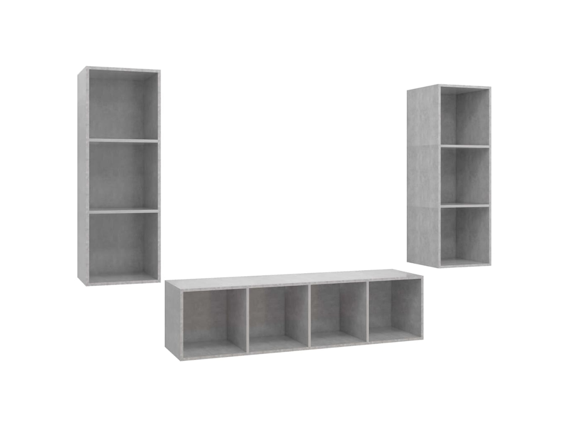 Conjunto de 3 móveis de TV em compensado Cinzento Cimento MAISON EXCLUSIVE