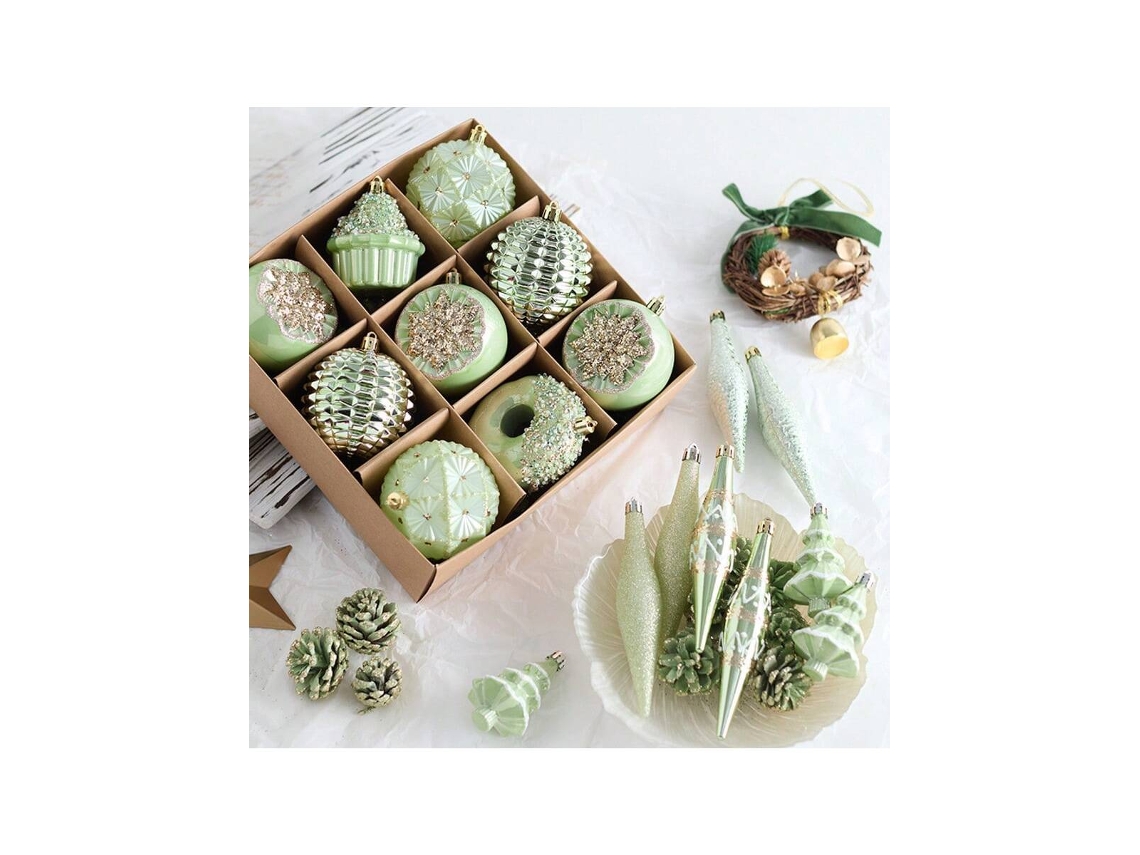 Bola De Natal Verde, Conjunto De 9 De 8cm Igvtrade (526 10)