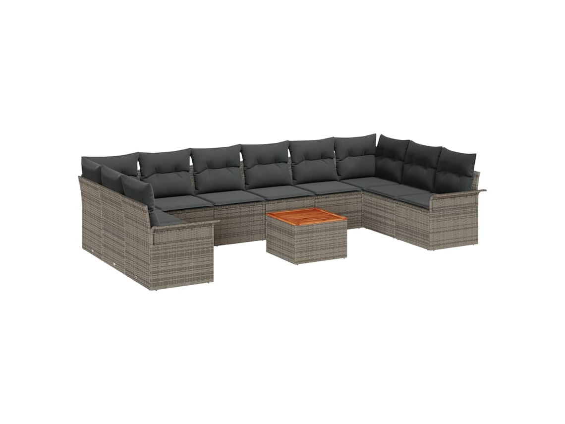 Maison Exclusive - Conjunto De Sofá De Jardim 11 Pcs Cinzeto Vime Pe