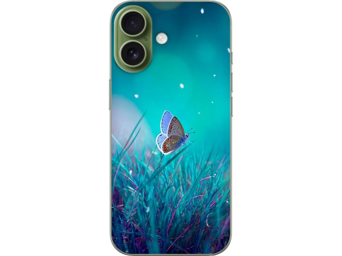 Capa Para Celular Compatível Com Apple Iphone 17, Borboleta Azul.