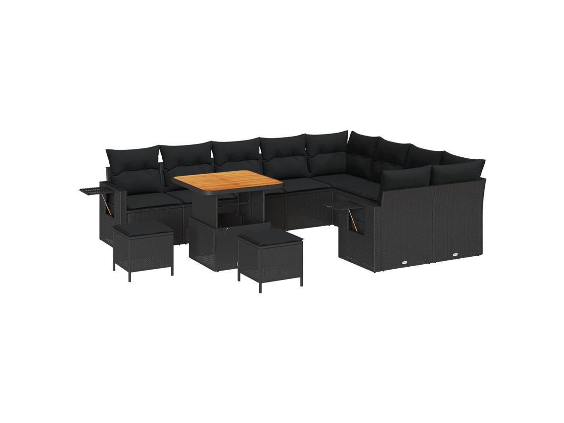 Maison Exclusive - Conjunto De Sofá De Jardim Com Almofada 12 Pcs Preto Vime Pe