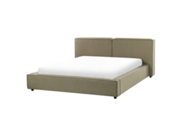Cama Beliani Linards De Tela Verde 210x242x94