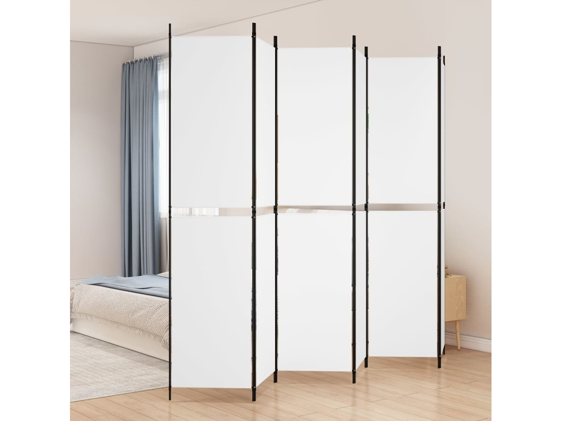 Vidaxl Divisória/biombo Com 6 Painéis 300x220 Cm Tecido Branco