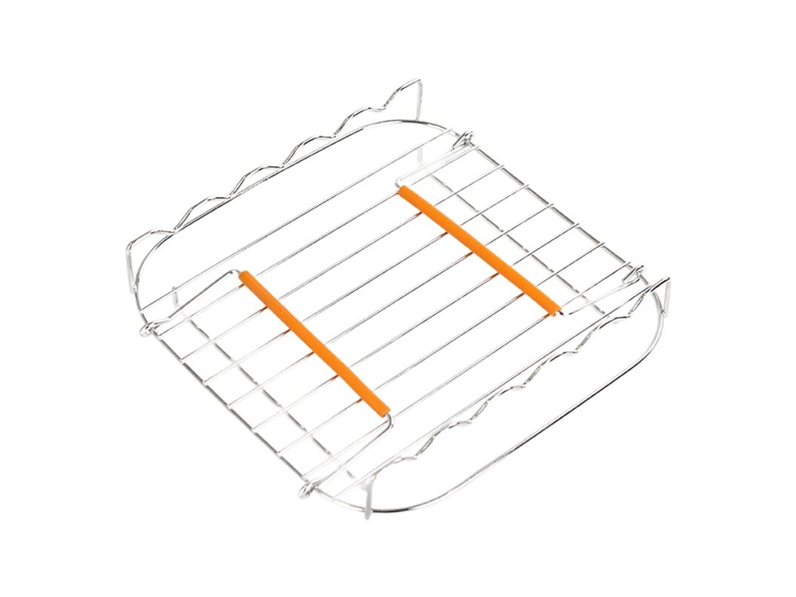 Grelha De Aço Inoxidável Para Fritadeira A Ar, 20 Cm, Multifuncional, Quadrada, Com Espetos, Para Fritadeiras A Ar