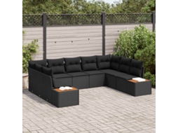 Vidaxl Conjunto De Sofá De Jardim 5 Unid. 9-número De Lugares Preto