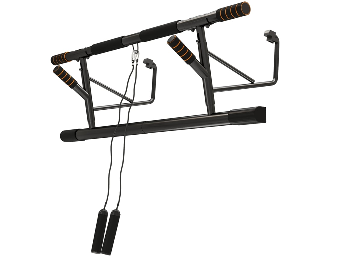 Barra de elevação com faixas de resistência e alças acolchoadas, preta 100x43x27 cm S/MARCA