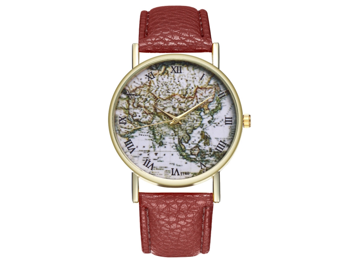 Reloj De Cuarzo Para Pareja Con Correa De Pu Y Números Romanos (café)