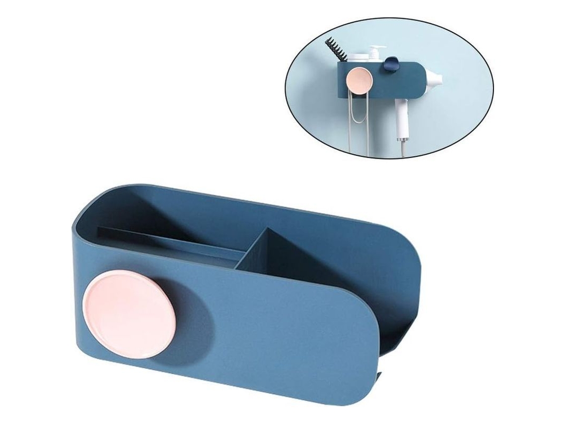Porta Secador De Pelo De Pared Sin Taladrar Impermeable Almacenamiento Resistente Con Diseño Profundo Y Superficial
