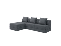 Sofá Modular 3+1+puff Convertível Veludo Regular Cinza SKOFFA