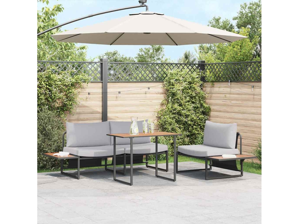 Vidaxl Conjunto de Jantar para Jardim 3 Pcs Cinzento claro Aço