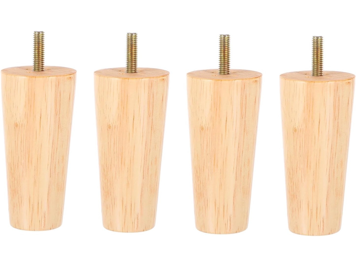 Conjunto De 4 Pés Madeira Maciça Para Móveis, Ideais Para Sofás, Armários E Mesas Modelo Cônico, Estilo Nórdico