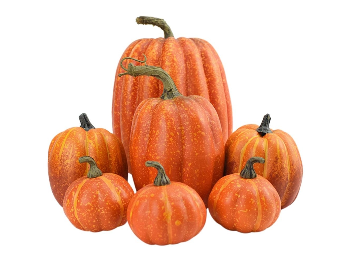 Conjunto de 7 Abóboras Simuladas Artificiais Decorativas para Halloween e Thanksgiving Mesa Casa S/MARCA