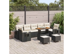 Vidaxl Conjunto De Sofá De Jardim 13 Pcs Preto E Creme Vime Pe