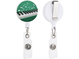 Porta Crachá Retrátil Em Formato De Tecla De Piano, Verde E Branco, Resistente, Redondo, Com Clipe, Feito De Plástico
