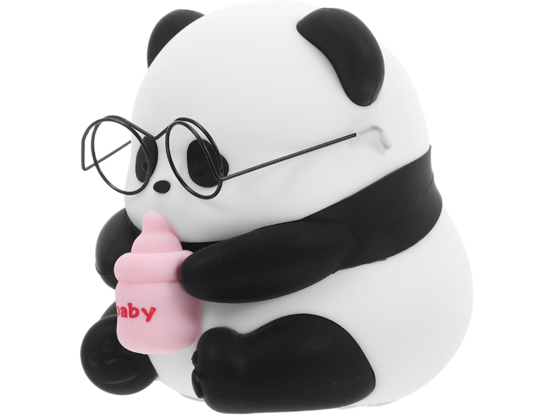Luminária De Cabeceira Mikikit Panda Sentado Em Silicone Preto Com