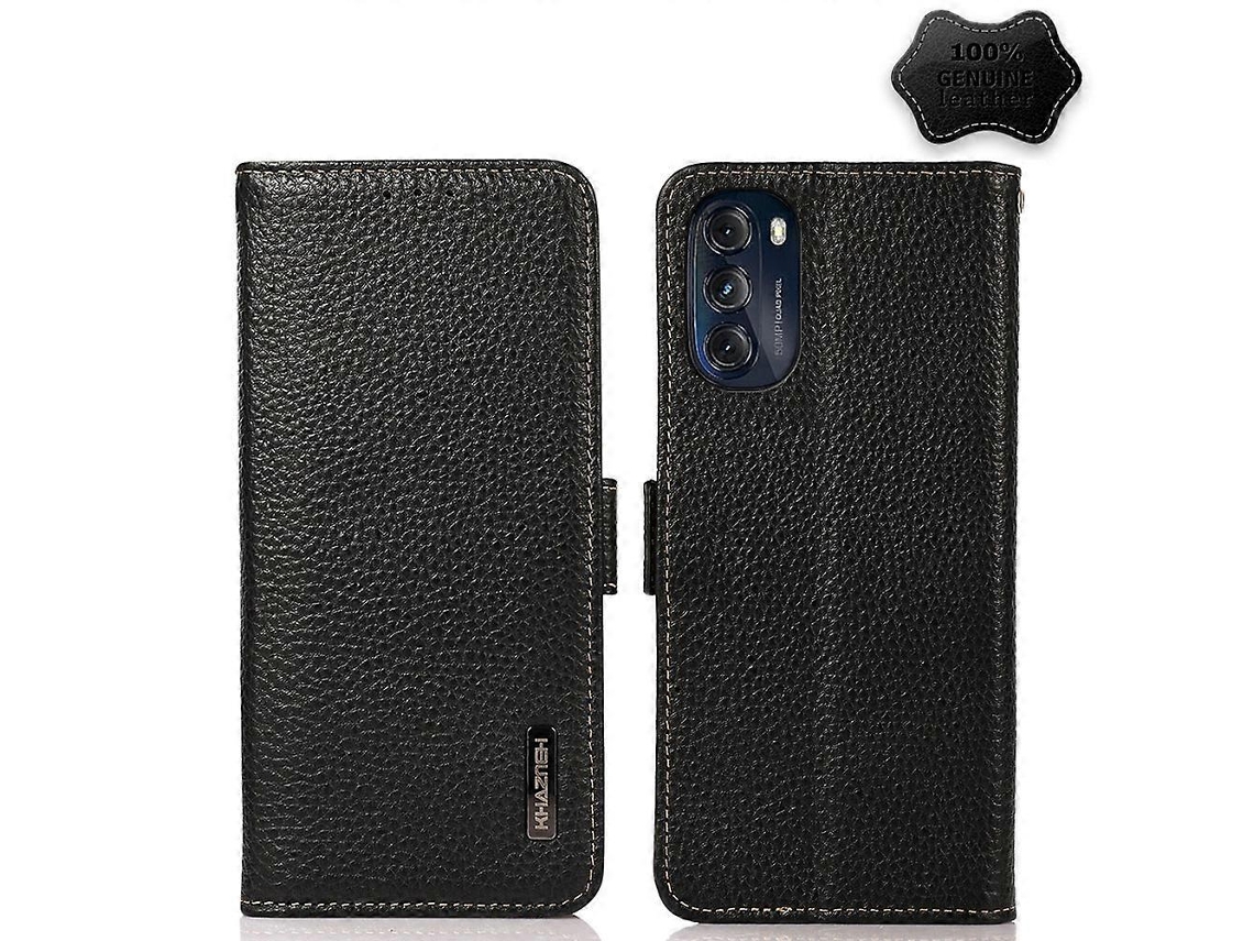 Capa De Celular Motorola Moto G 2022 5g Khazneh Em Couro Cor Lichia Com Fecho Magnético Lateral E Proteção Rfid.