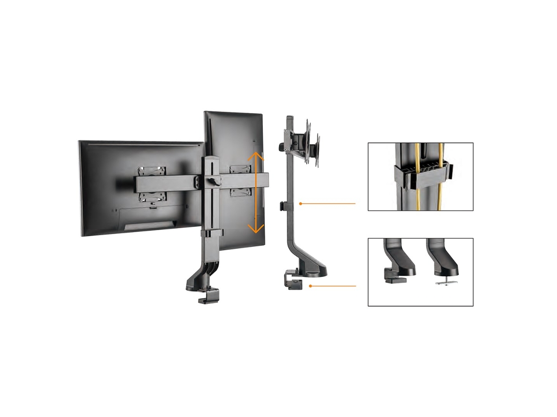 Suporte Mc 854 para dois monitores / Duplo 17 27 14kg Vesa 75x75 100x100 Serve para Mc 848 e Mc 849 Maclean
