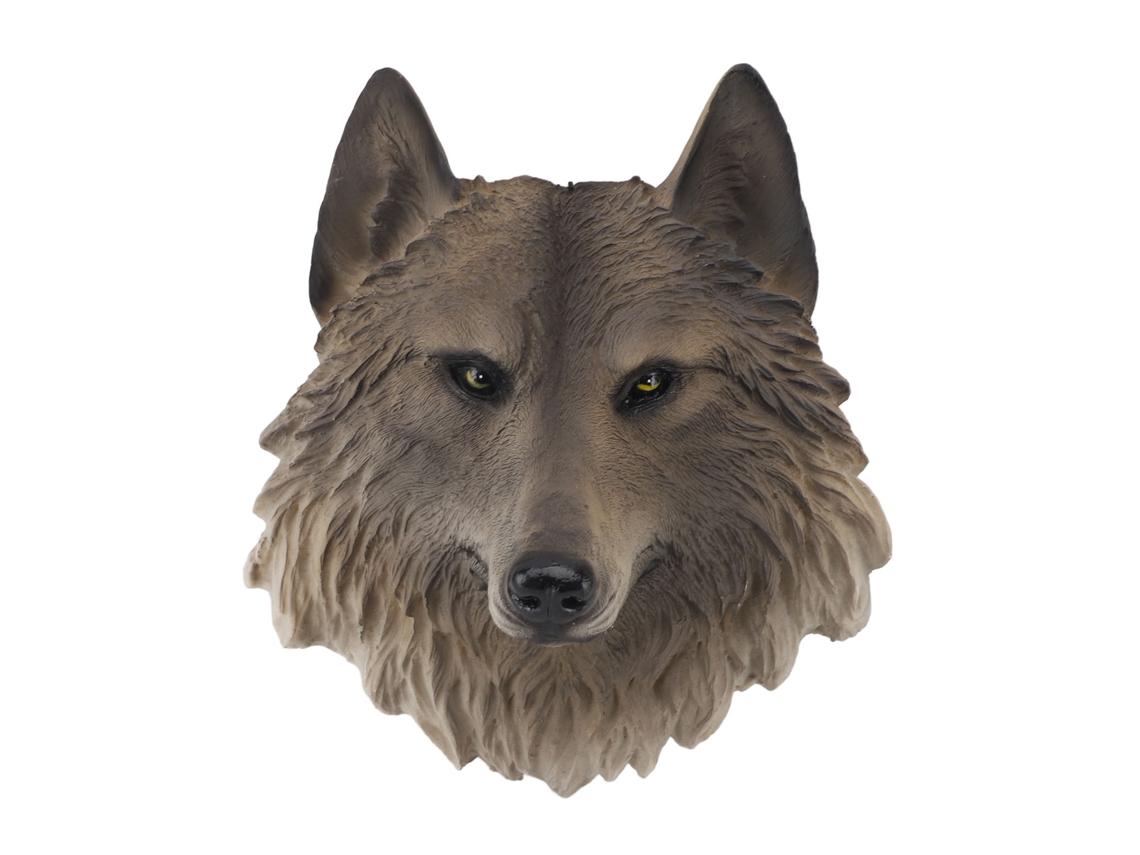 Decoração de Parede 3D Cabeça de Animal Selvagem Resina Lobo S/MARCA