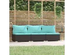 Sofá com Almofadas 3 Lugares Vime Pe Preto Dkd Home Decor
