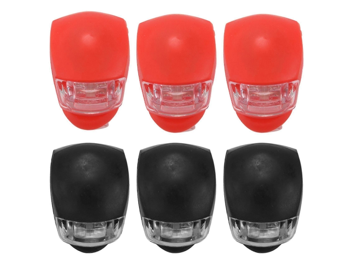 Kit de 6 Luzes Led para Bicicleta de Silicona: 3 Brancas Dianteiras e 3 Vermelhas Traseiras com Modos de Luz e Pilhas Incluídas S/MARCA