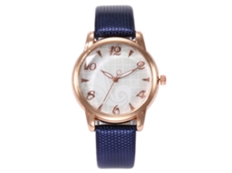 Relógio de Pulso Feminino Vansvar de Quartzo com Pulseira de Couro Pu Moda Simples Azul Escuro