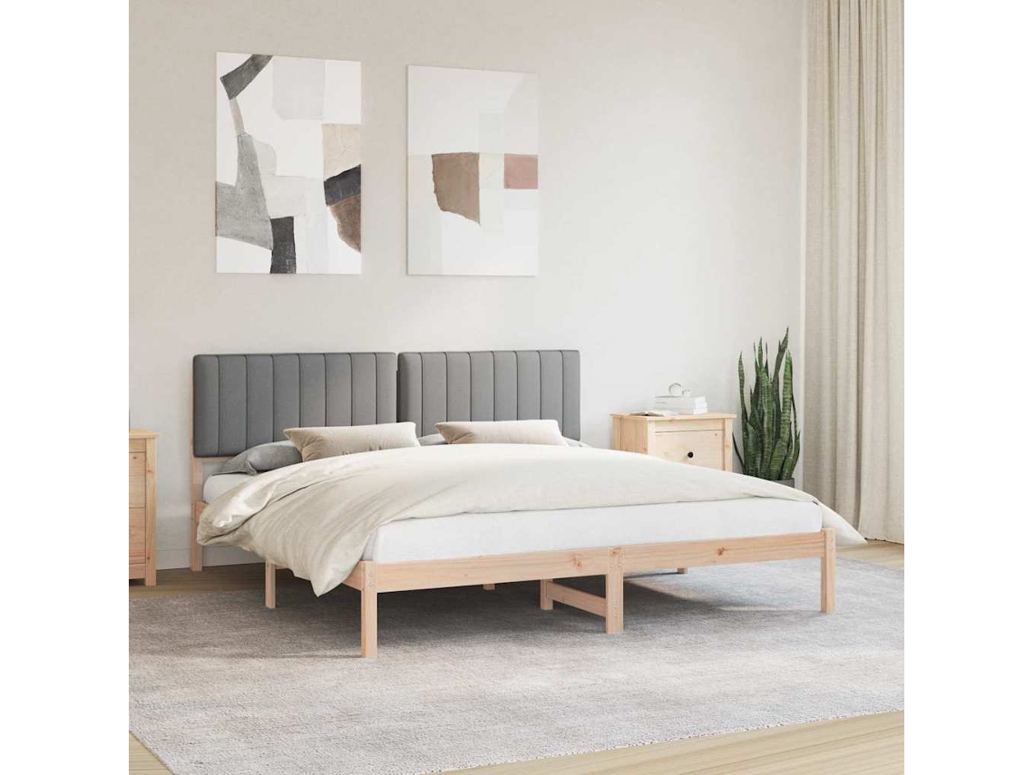 Vidaxl Estrutura De Cama Com Cabeceira Estofada Cinzento-claro