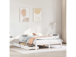 Estrutura De Cama Com Gavetas 160x200 Cm Pinho Maciço Branco