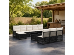 Vidaxl Conjunto De Sofá De Jardim 11 Unid. Preto E Branco Creme
