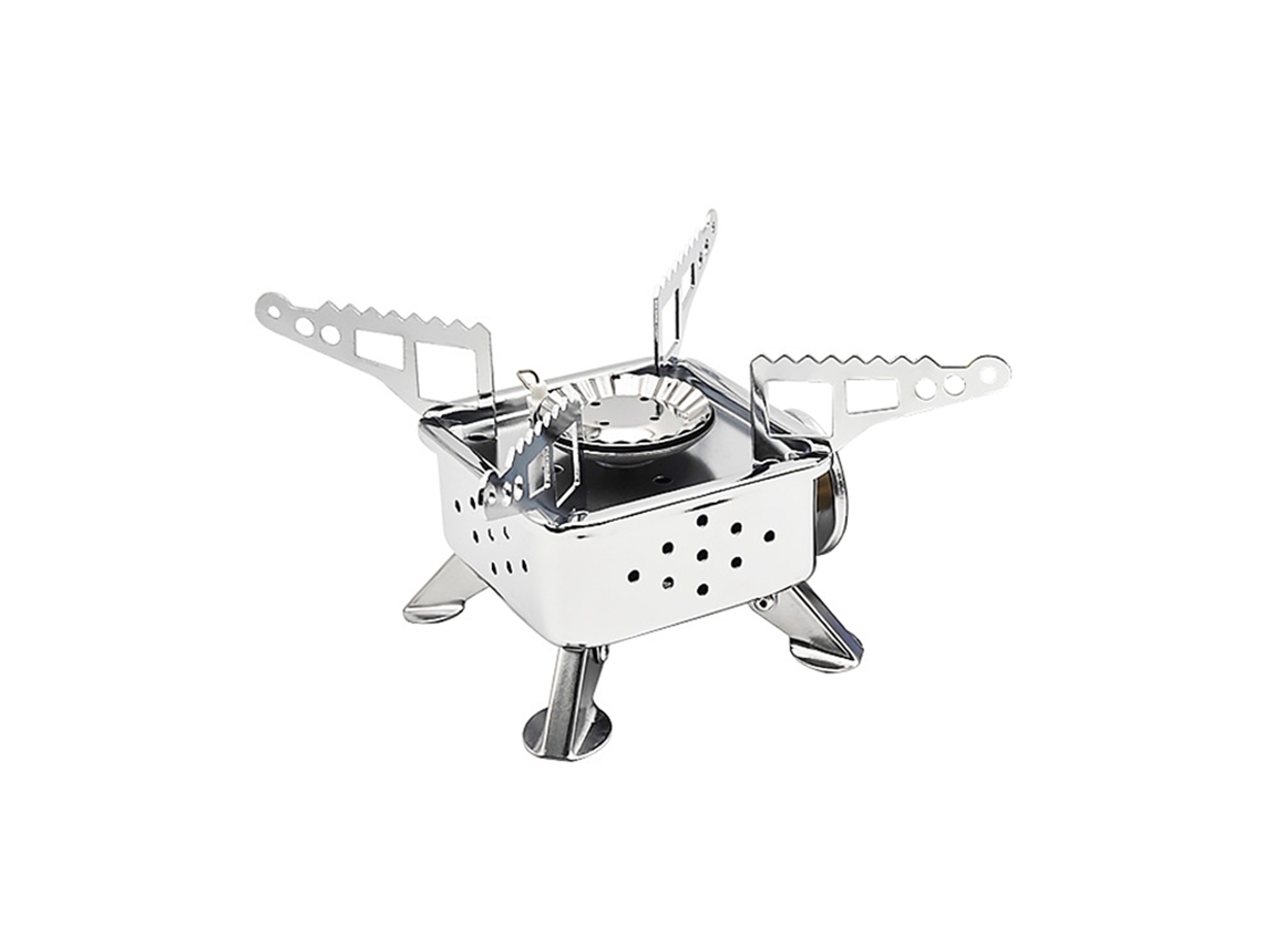 Fogão a gás de camping, mini forno externo em aço inoxidável