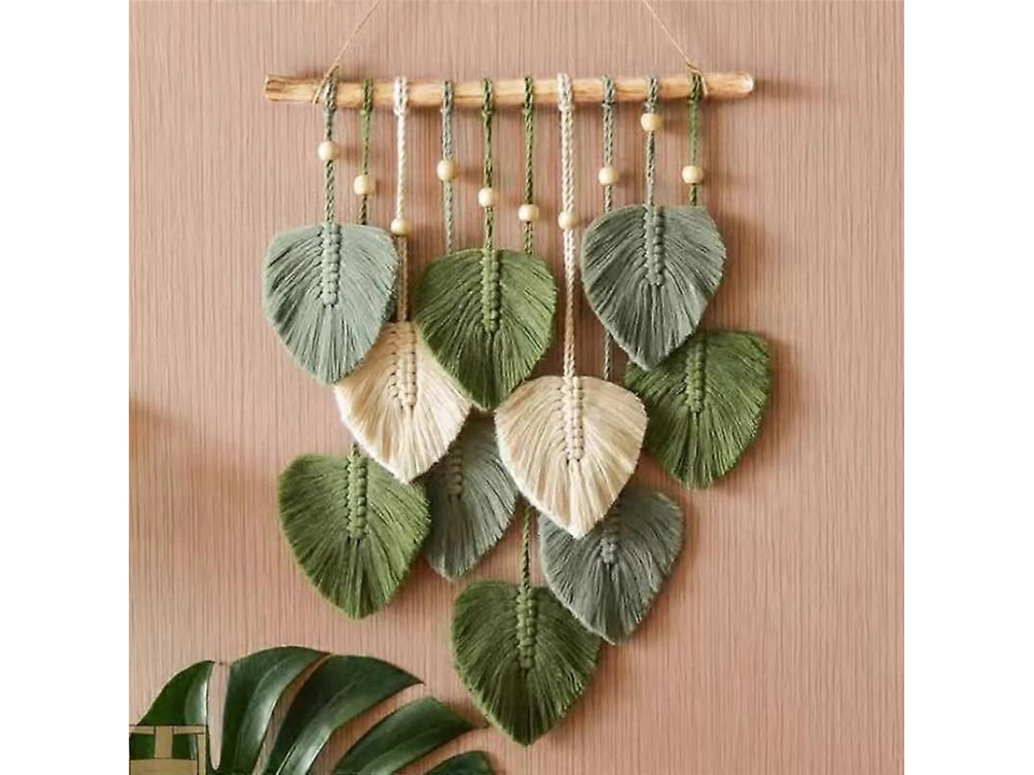 Móbile De Macramê Com Folhas Para Decoração De Parede