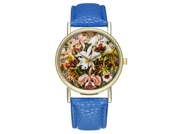 Relógio de Pulso Masculino de Quartzo com Pulseira Pu Estilo Moderno e Simples Azul Royal