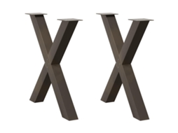 Vidaxl Pés Para Mesa De Jantar Em Formato De X, 2 Peças, Aço Natural, 80x(72-73) Cm, Aço